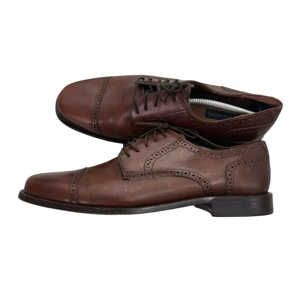 Bostonian Mens Cap Toe Oxford Brown Leather Italian made dress shoes size 11